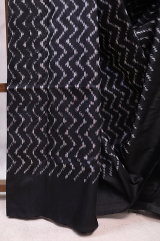 Black Pochampalli Silk Ikat Saree-SRBPSIS108