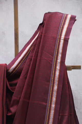 Maroon Plain Khun Saree With Maroon Border-SRMPKS248