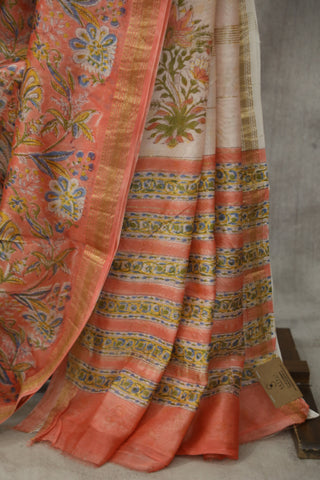 Peach HBP Cotton Silk Saree With Maheshwari Border - SRPCSS753