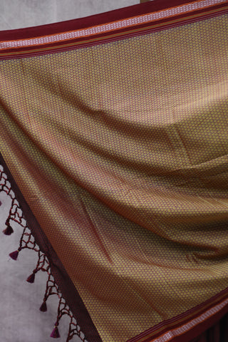 Maroon Plain Khun Saree With Maroon Border-SRMPKS248