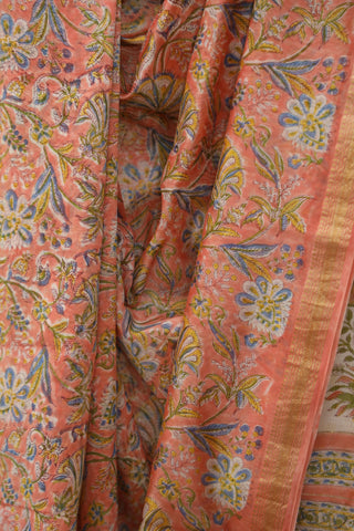 Peach HBP Cotton Silk Saree With Maheshwari Border - SRPCSS753