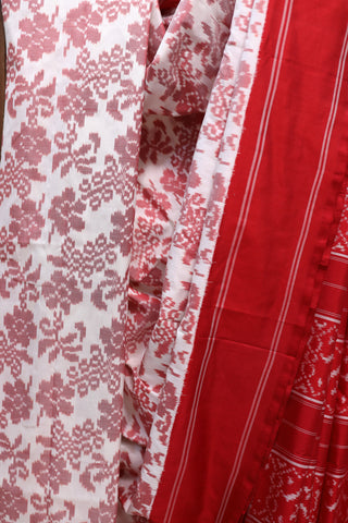 White Pochampalli Silk Ikat Saree-SRWPSIS106