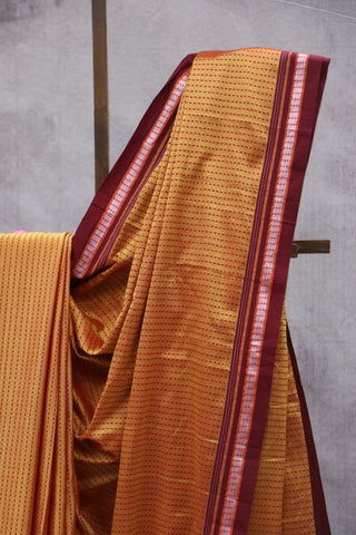 Rust Orange Plain Khun Saree With Maroon Border-SRROPKS247