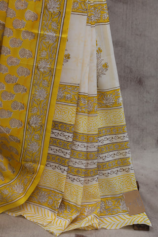 Yellow HBP Cotton Saree - SRYCS1321