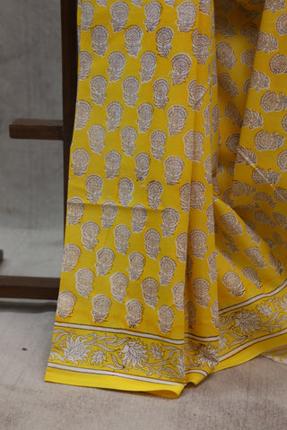 Yellow HBP Cotton Saree - SRYCS1321