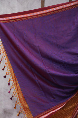 Rust Orange Plain Khun Saree With Maroon Border-SRROPKS247