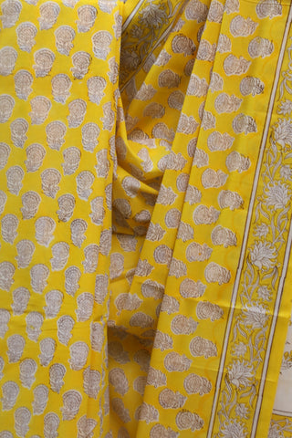 Yellow HBP Cotton Saree - SRYCS1321