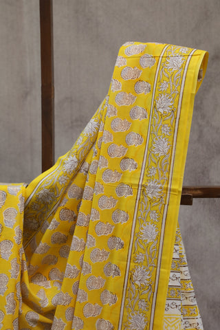 Yellow HBP Cotton Saree - SRYCS1321