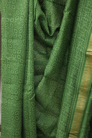 Green HBP Cotton Silk Saree With Maheshwari Border - SRGCSS745