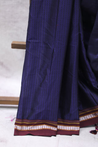 Dark Purple Plain Khun Saree With Maroon Border-SRDPPKS253