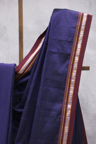 Dark Purple Plain Khun Saree With Maroon Border-SRDPPKS253