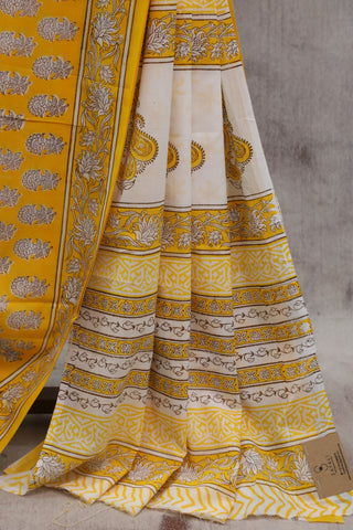 Yellow HBP Cotton Saree - SRYCS1322