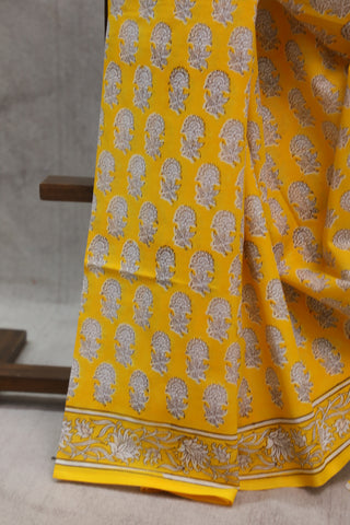 Yellow HBP Cotton Saree - SRYCS1322