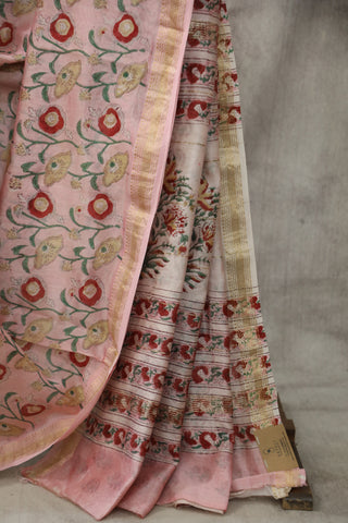 Pink HBP Cotton Silk Saree With Maheshwari Border - SRPCSS759