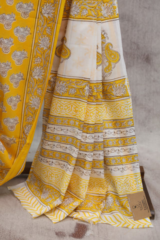 Yellow HBP Cotton Saree - SRYCS1323