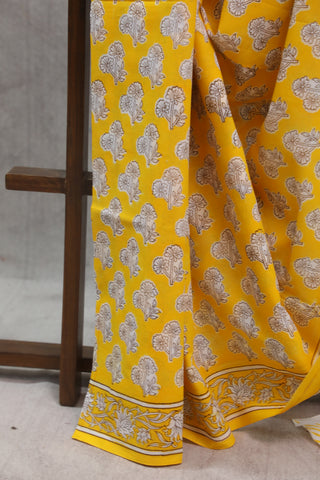 Yellow HBP Cotton Saree - SRYCS1323