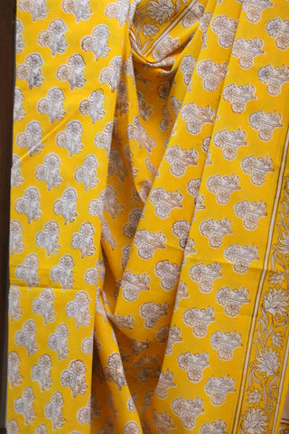 Yellow HBP Cotton Saree - SRYCS1323