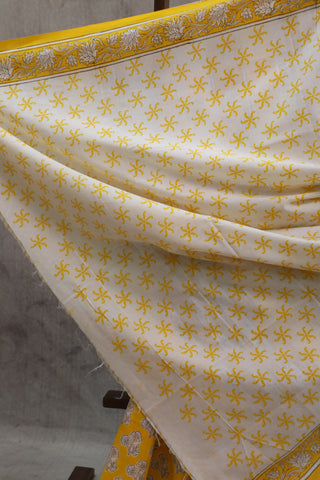 Yellow HBP Cotton Saree - SRYCS1323