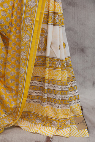 Yellow HBP Cotton Saree - SRYCS1324