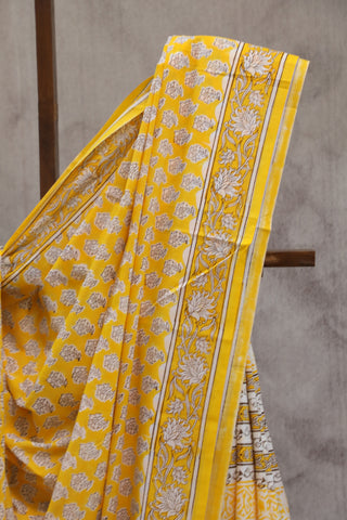 Yellow HBP Cotton Saree - SRYCS1324