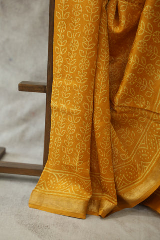 Mustard Yellow HBP Cotton Silk Saree With Maheshwari Border - SRMYCSS746