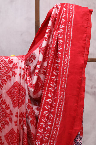 Red Pochampalli Silk Ikat Saree-SRRPSIS107