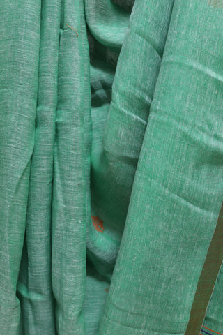 Green Linen Jamdani Saree - SRGLJS186