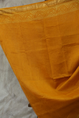 Mustard Yellow HBP Cotton Silk Saree With Maheshwari Border - SRMYCSS746