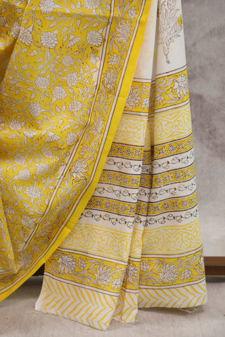 Yellow HBP Cotton Saree - SRYCS1326