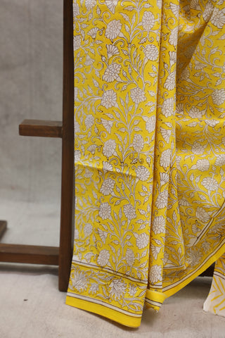 Yellow HBP Cotton Saree - SRYCS1326