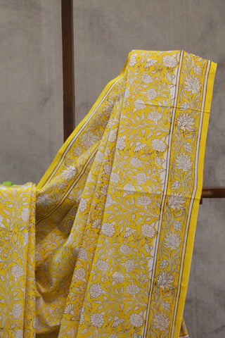 Yellow HBP Cotton Saree - SRYCS1326