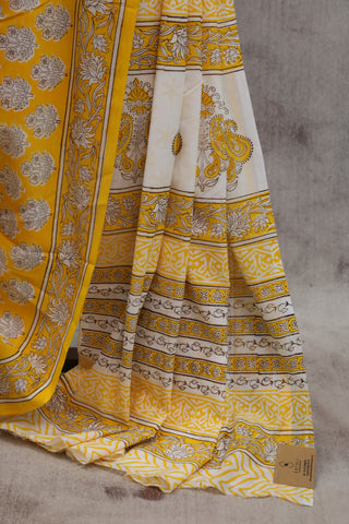 Yellow HBP Cotton Saree - SRYCS1327