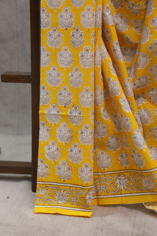 Yellow HBP Cotton Saree - SRYCS1327