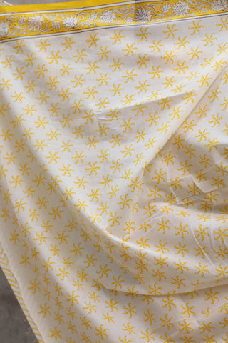 Yellow HBP Cotton Saree - SRYCS1327