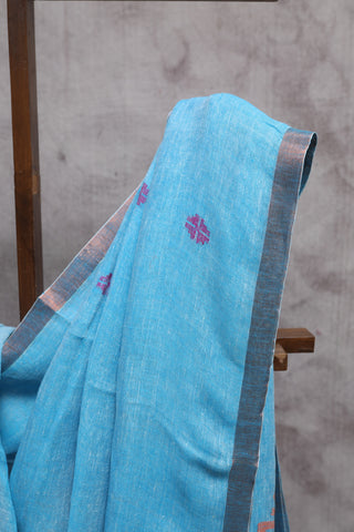 Light Blue Jamdani Saree - SRLBLJS176