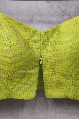 Green Khun Blouse With Border-SRGKB97