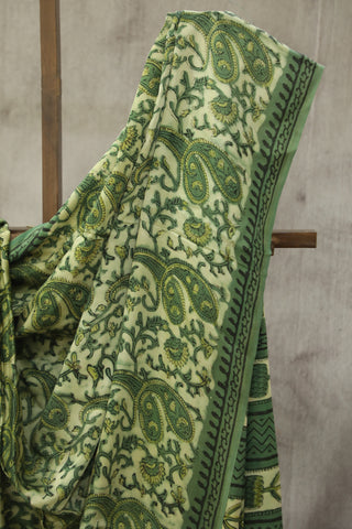 Cream-Green HBP Modal Silk Saree - SRCGMSS157