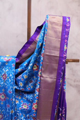 Blue Pochampalli Silk Ikat Saree-SRBPSIS101