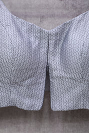 Silver Sleeveless Khun Blouse With Border-SRSKB107