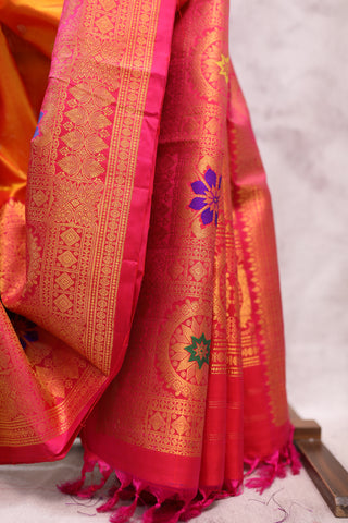 Yellow Gadwal Silk Saree - SRYSS337