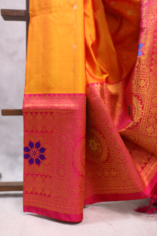 Yellow Gadwal Silk Saree - SRYSS337