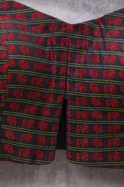 Black- Red Hathi Mor Sleeveless Khun Blouse With Maroon Border-SRBRKB106