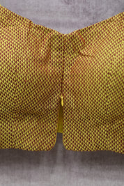 Yellow-Maroon Khun Blouse With Brown Border-SRYMKB96