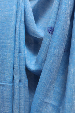 Blue Linen Jamdani Saree -SRSBLJS205