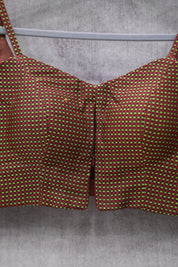 Multicolour Sleeveless Khun Blouse With Green Border-SRMKB103