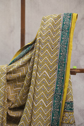 Yellow HBP Cotton Saree - SRYHCS1305