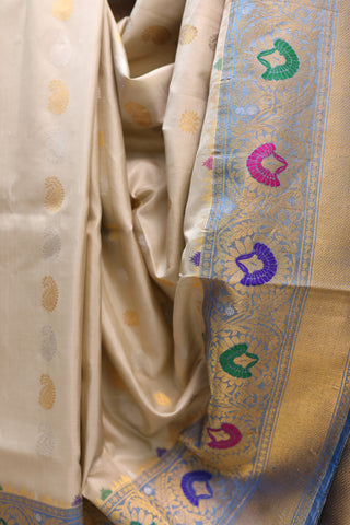 Cream Gadwal Silk Saree - SRCGSS333