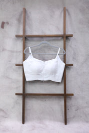 White Sleeveless Khun Blouse With Border-SRWKB108