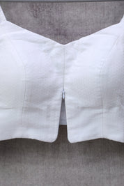 White Sleeveless Khun Blouse With Border-SRWKB108