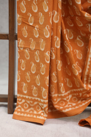 Orange HBP Cotton Saree - SROCS1329